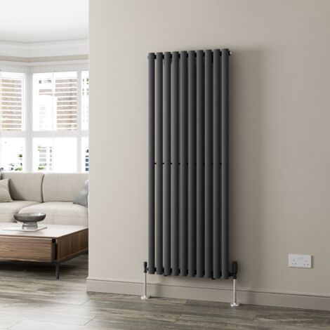Anthracite Oval Column Designer Radiator Vertical Horizontal 1600 x 600mm Single Panel