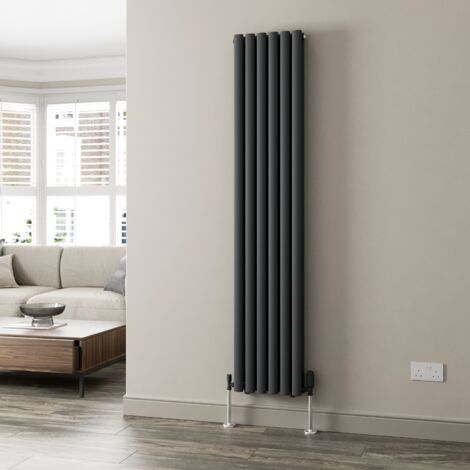 Anthracite Oval Column Designer Radiator Vertical Horizontal 1800 x 360mm Double Panel