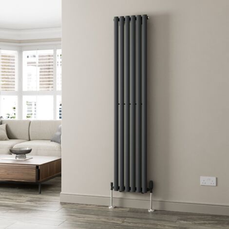 Anthracite Oval Column Designer Radiator Vertical Horizontal 1800 x 360mm Single Panel