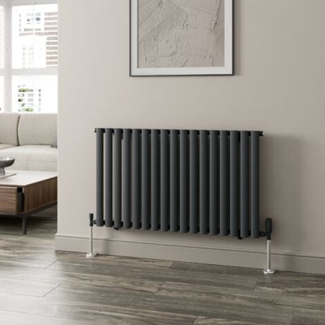 Anthracite Oval Column Designer Radiator Vertical Horizontal 600 x 1020mm Single Panel
