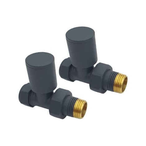 Anthracite StraightTowel Ra il Valves 1/2" /15mm Radiator valves