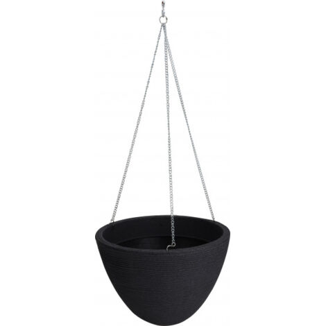 Anthrazitfarbener hängender Balkonblumentopf aus Kunststoff 33 x 25 cm