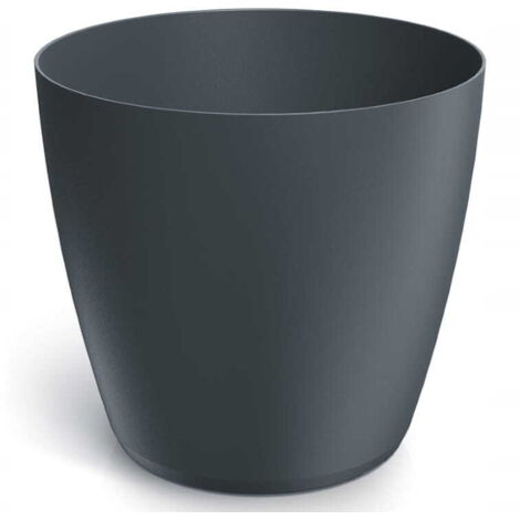Anthrazitfarbener matter Kunststoff-Blumentopf 11,9x10,9 cm mit glattem Mate-Deckel