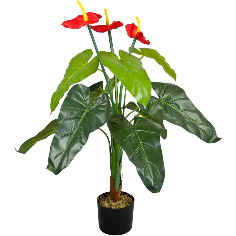Decovego - Anthurium Plante Artificielle Artificiel Plastique avec Floraisons 90cm