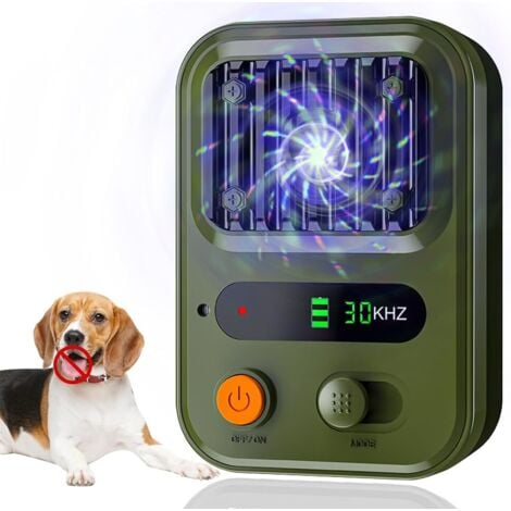 Anti Aboiement Chien, Rechargeable Dispositif Dissuasion Dispositif Anti Aboiement Ultrasons 33FT Anti Aboiement pour Chien avec 3 Modes pour Anti-Aboiement Chiens l'extérieur et l'intérieur (Green)