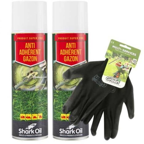 Anti adhérent herbe 400 ml Shark Oil par 2 + gants multi-services