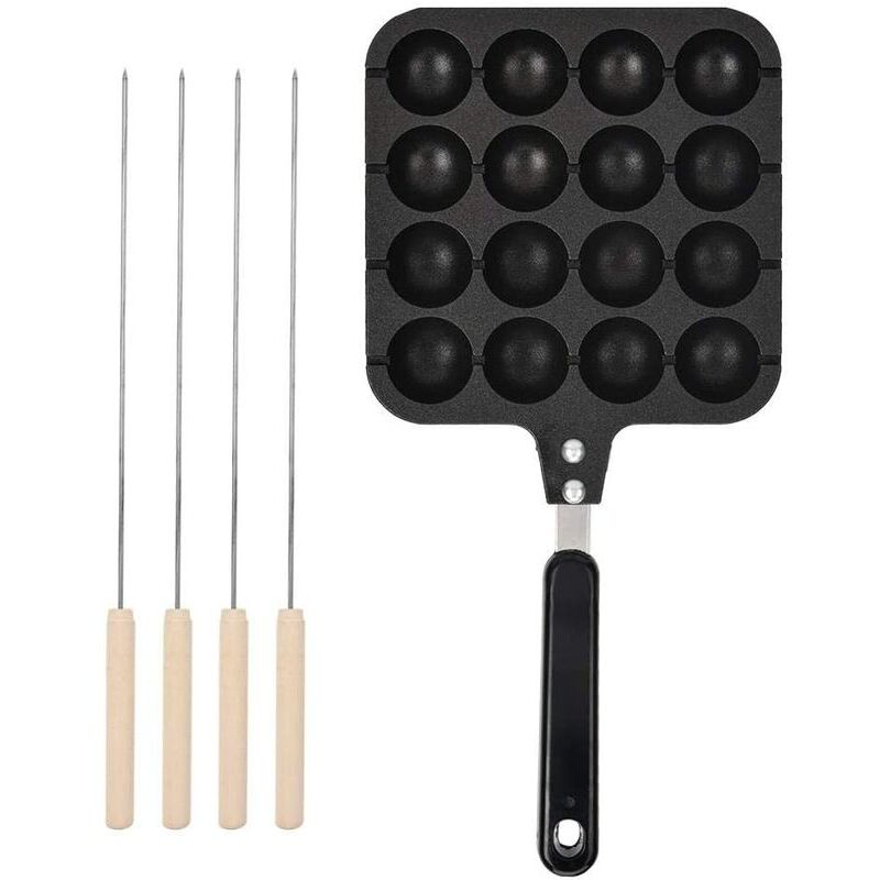 Anti-adhérent Takoyaki Grill Pan Plaque De Cuisson Cuisson Moule Plateau Plateau Takoyaki Octopus Oeuf Pot avec 4 Aiguille De Cuisson Maison Cuisson