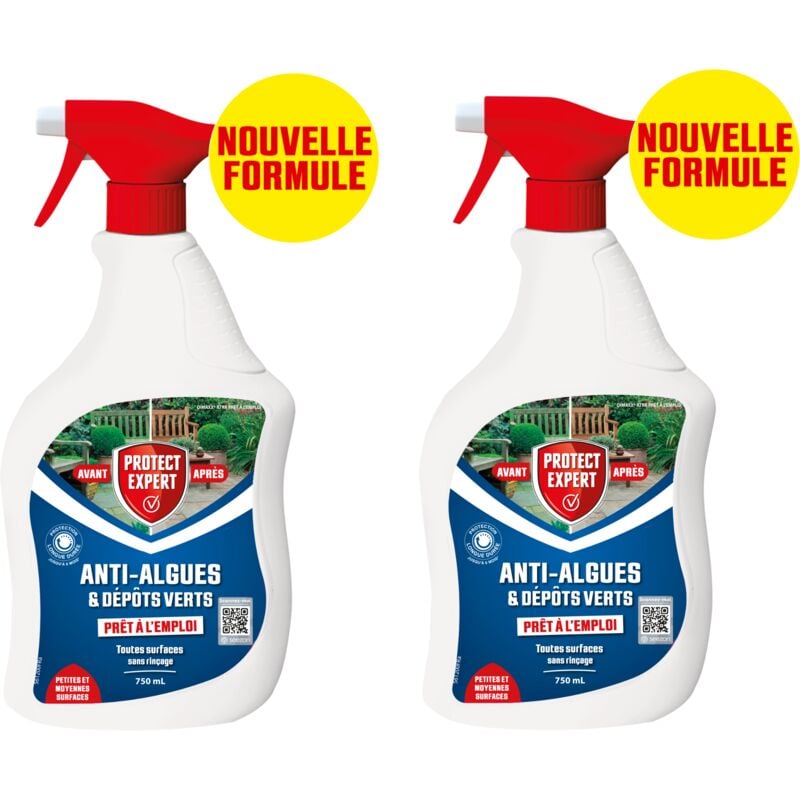 Anti Algues & Lichens - Anti-Dépôt Vert - 2x750ml - Prêt à l'emploi - Petites & Moyennes Surfaces DIMAXPAL1X2