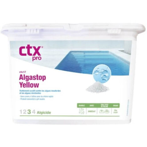 Anti-algues moutarde Alga Stop 1,5 kg – Algicide curatif sans cuivre – Compatible avec tous les filtres – Prévenir les algues moutarde – CTX