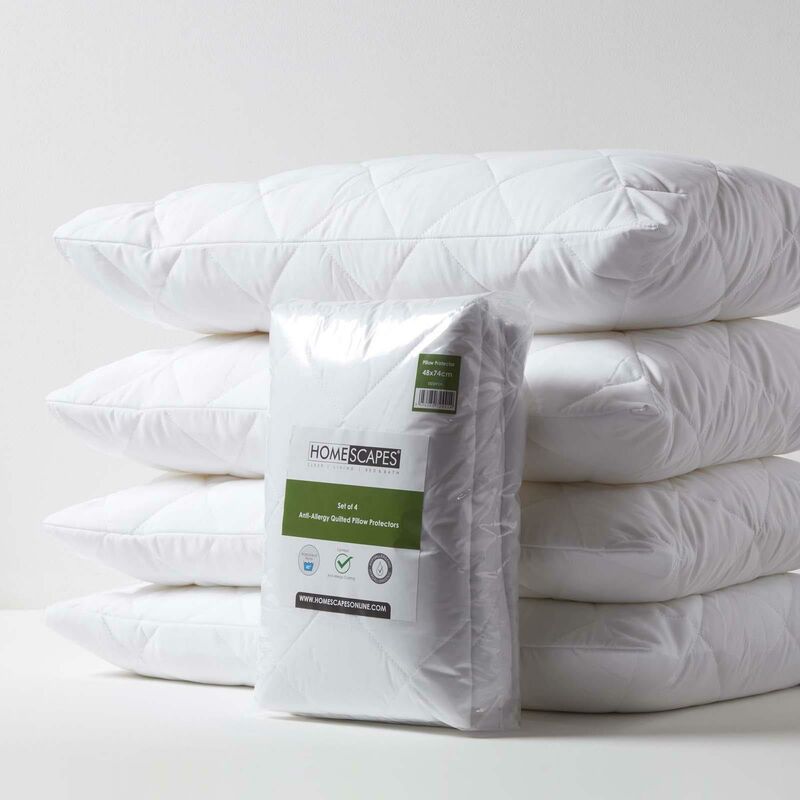 Anti Allergy Pillow Protectors, Pack of 4 - White - Homescapes