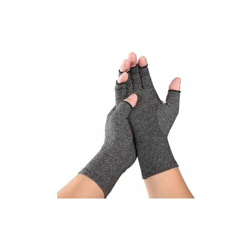 Anti-Arthritis Gloves (1x pair) - Provides warmth and compression to increase circulation - Reduces pain and promotes healing (m, Grey)
