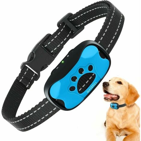 Anti Bark Collar for Small Medium Large Dogs, 7 Sensitivity Levels and 2 Modes Vibration/Sound Automatic Harmless Training Aid, Adjustable Anti Bark Collar Dogs-Blue