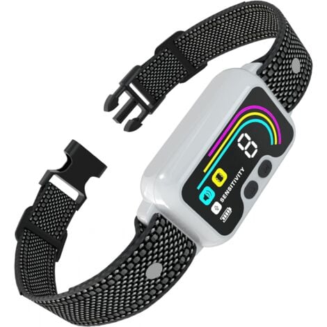 Anti Bark Collars for Dogs, 3 Modes Static Shock/Vibration/Sound, 8 Adjustable Intensity Levels, Waterproof and Rechargeable for Large Small Dogs, White