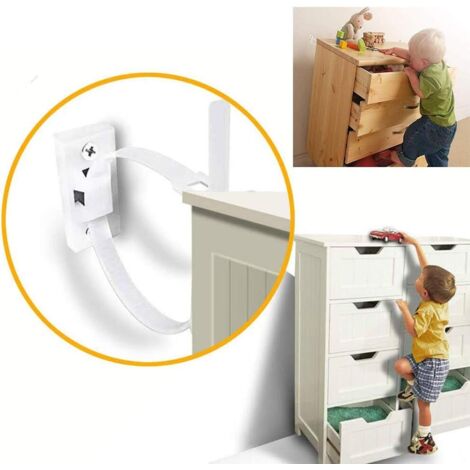 Anti-basculement Meuble, kit de Sangles d'ancrage de Meubles, Nylon Sangles de Meubles Securite Ancrages Muraux de Sécurité pour Bébés et Animaux de Compagnie (12Pcs),