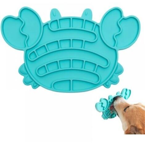Anti-Blockage Food Bowl - Anti-Slip Mat - Promotes Slow Digestion in Dogs and Cats - Blue Crab