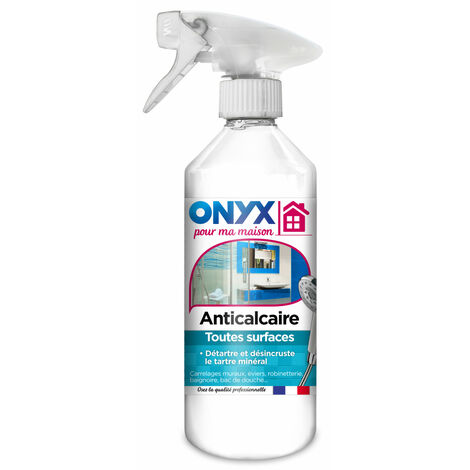 Anti-calcaire en pulvérisation 500ml – Élimine le calcaire et dépôts minéraux – Restaure la brillance des surfaces – Onyx