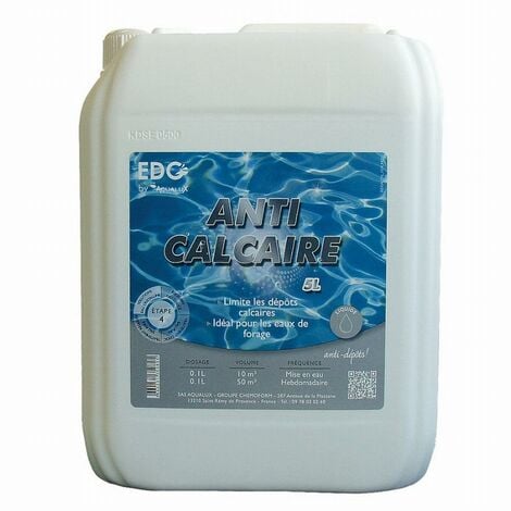 Edg By Aqualux International Anti Calcaire Liquide Anti Calcaire Piscine Et Spa - Bidon 5 Litres - Anti Tartre - Anti Eau Laiteuse