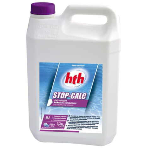 Anti-calcaire liquide hth STOP-CALC 5 litres – Prévention incrustation calcaire – Non moussant – Évite dépôts métalliques