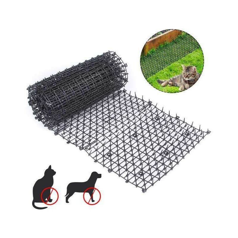 Anti-Chat avec Pointes, Exterieur Pic Anti-Chat pour Jardin avec Epine Grille Tapis, 200 x 30 cm Tapis Anti-Chat avec Epine Grille Jardin Anti Chiens
