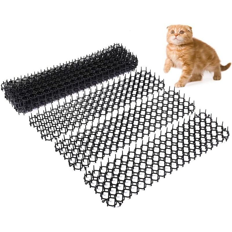 KZQ - Anti-Chat avec Pointes, Lot de Tapis Anti-écailles pour Chat avec Pics, 13x49 cm Tapis Répulsif Chat Exterieur Pic Anti-Chat(10 pièces)