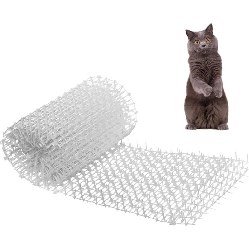 Keyoung - Anti Chat d'Epine Grille de Jardin Anti Chiens, Anti Chat Exterieur, Chats Animaux de Compagnie Tapis Anti Chat 30 x 200 cm, Blanc