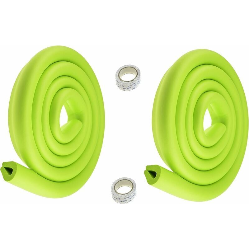 Anti Choc Protecteurs, U-Forme Rouleau en Mousse Protections Bords de Table en Verre, Sécurité épreuvage pour Bébé et Enfants, 2x2M, Vert