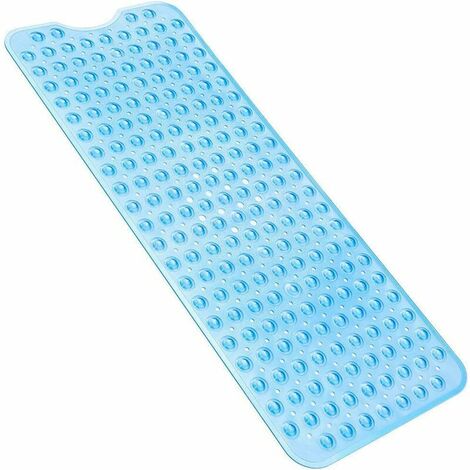 Anti Derapant BaignoireTapis De Bain Antiderapant Extra Long Tapis Baignoire，apis Bain Antidérapant，Anti Derapant Douche avec Ventouse 100 40cm ,,Bleu Transparent,une pièce