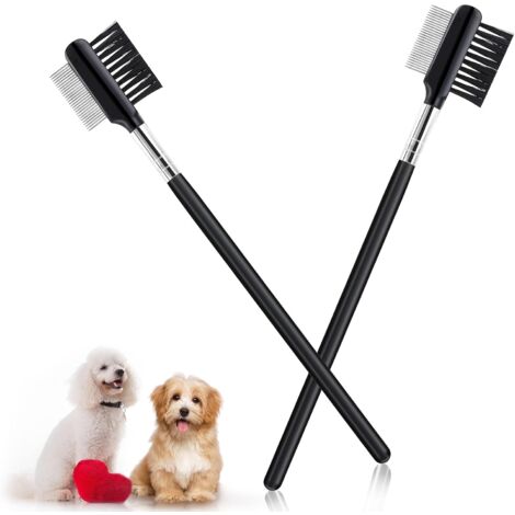 Anti-Flecken-Hundeaugenkamm, 2 doppelseitiger Hundeaugenkamm, Hundetränenkamm, Hundeaugenkamm, Hundepflegekamm, doppelseitiger Fellpflegekamm für kleine Tiere, Haustiere, Katzen, Hunde, Kruste und Sch