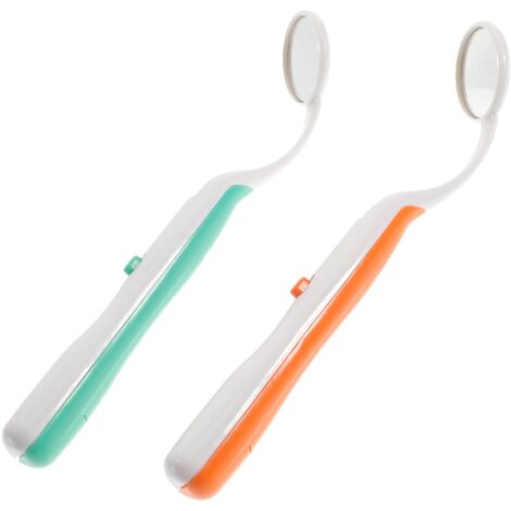 Anti-Fog Dental Inspection Mirror with LED Light Mouth Mirror Dental Instruments for Dental Care 2 Pieces (Green Orange)