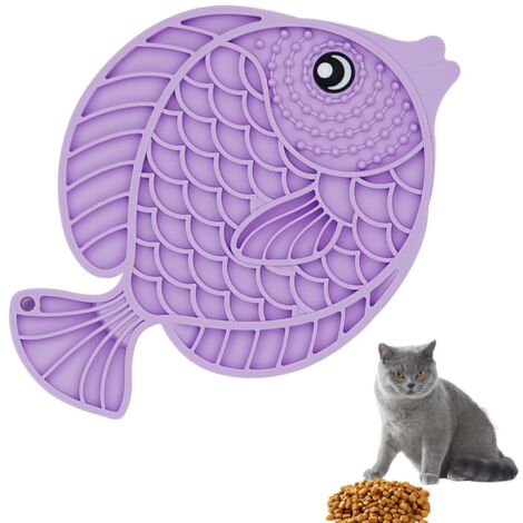 Anti-Glutton Dog Bowl, Dog Lick Mat with Powerful Suction Cups, Silicone Dog Choking Prevention Bowl (Purple)
