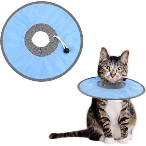 Anti-Leck-Katzenhalsband, postoperativer Katzenbody für weibliche Tiere, Katzenrehabilitation, Größe L, Katzenrehabilitationshalsband, Halskrause, für Welpen, kleine Hunde und Katzen (Blau)