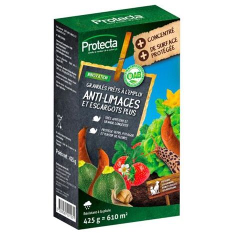 Anti limaces et escargots Plus – Granulés concentrés 3% phosphate ferrique – 425g – Action ciblée pour jardin écologique – Protecta