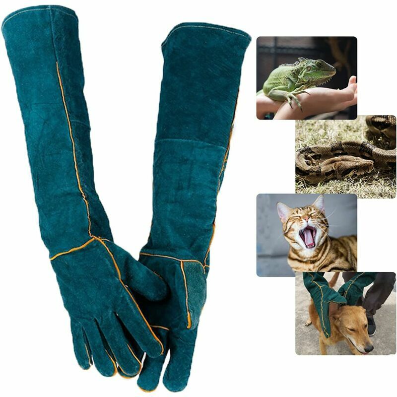 Soniatkia - tonchean Gants de manutention,Anti-Morsure Gants de Manutention pour Animal, Sécurité Cuir Gants de Travail pour Le Bain, Le Toilettage,