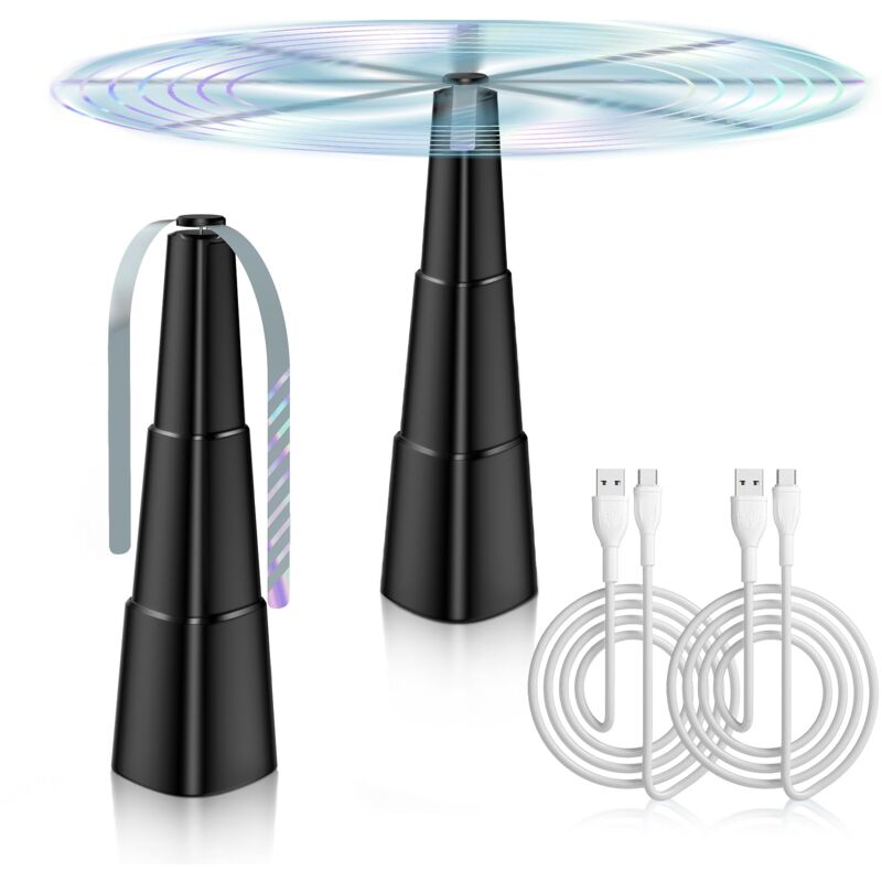Anti-Mouche, 2 Pièces Electrique Chasse Mouche de Table, Chargement USB Ultra Silencieux Portable, Répellante Moustique Fan pour Maison Dîner,