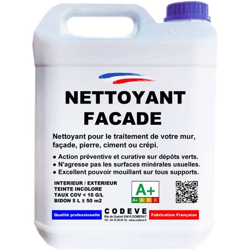 Codève Bois - Nettoyant Facade - 4x5 l - Codeve Bois - Pour Le Traitement De Votre Mur, Façade, Pierre, Ciment Ou Crépi.