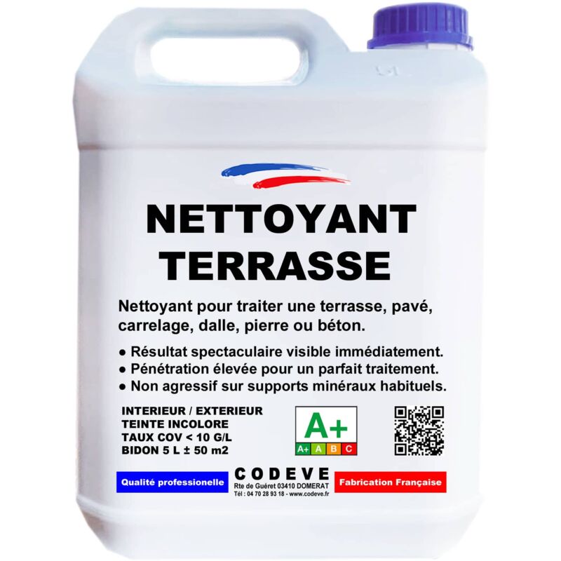 Nettoyant Terrasse - 4x5 l - Codeve Bois - Pour Traiter Une Terrasse, Pavé, Carrelage, Dalle, Pierre Ou Béton.
