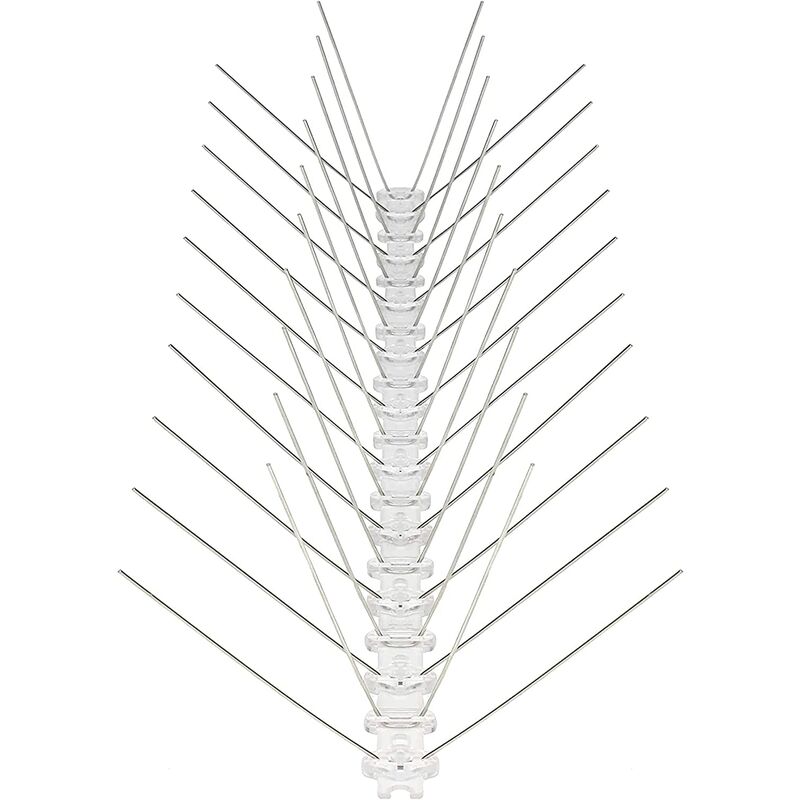 

Anti paloma 3 metros acero inoxidable Anti paloma 4 filas longitud total 300 cm 6 elementos à 50 cm Repelente de pájaros con cerradura de clic y