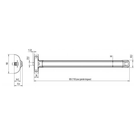 Anti-panique push bar 3 points haut et bas 1930 PREMIUM BM - ASSA ABLOY VACHETTE                                Blanc