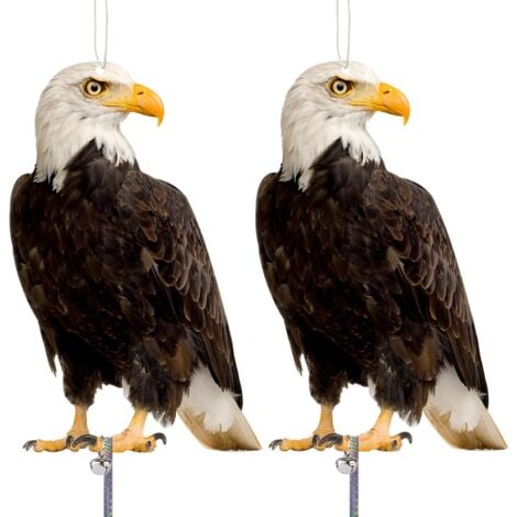 MISSDONG Anti Pigeon pour Balcon, Repulsif Pigeon, Effaroucheur Oiseaux, Effaroucheur Pigeons, Hibou avec Réfléchissant Bande Anti Corbeau Anti Pigeons pour Jardin Garage Lot de 2 Epouvantail Oiseaux