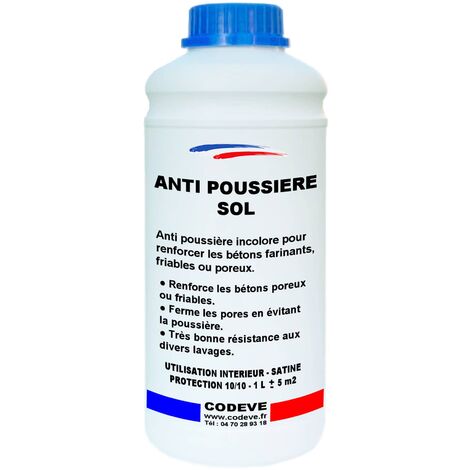 Anti Poussiere Sol - 1 L   - Codeve Bois - Pour Renforcer Votre Béton Farinant, Friable Ou Poreux.