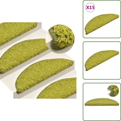 Anti rayado - vidaXL Alfombras de peldaños de escalera 15 uds verde 56x17x3 cm - Alfombra de peldaños