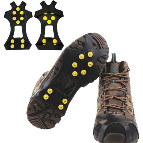 Anti-Rutsch-Steigeisen, universelle Anti-Rutsch-Spike-Steigeisen, Eis-Traktions-Steigeisen, Schneegriffe, Anti-Rutsch-Schuh-Steigeisen zum Bergsteigen, Spazierengehen, Wandern, Joggen (10 Nieten, XL)