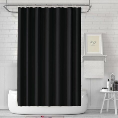 Anti-Schimmel-Badevorhang - Kunststoff - Wasserdicht und waschbar - PEVA - Mit 12 Duschvorhangringen - 180 x 200 cm - Schwarz