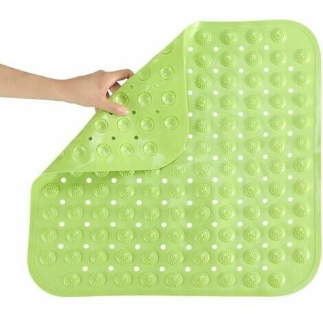 Anti-Slip Bath Mat, Mildew Proof PVC Square Bath Mat Foot Massage Mat 48 x 48cm (Green)