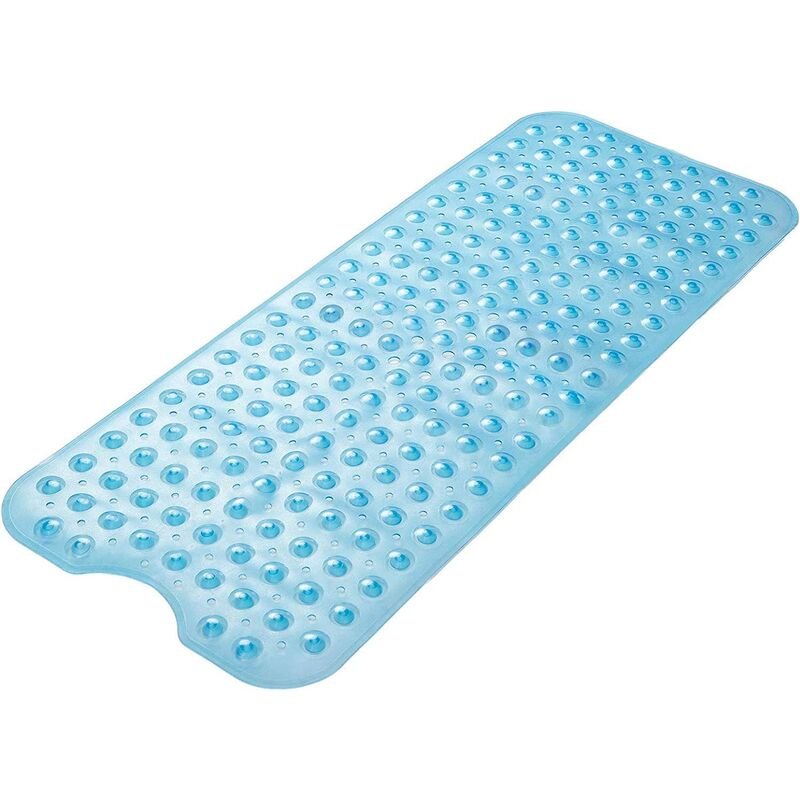 Anti-Slip Bath Mat, Mildew Resistant, Extra Long, Antibacterial, BPA, Latex Phthalate Free, Machine Washable, Ideal for Kids, 39x16 Blue