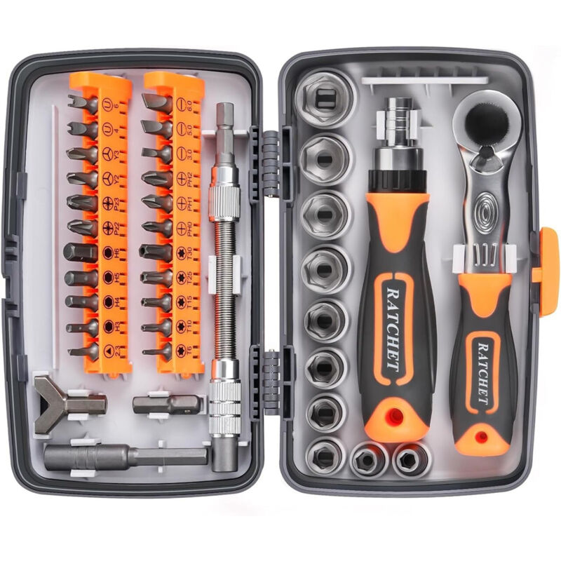 Anti-Slip Ratchet Screwdriver & Wrench Kit – Precise Multifunction Tools – For Electronics, Motorbike, Construction, Home and Car