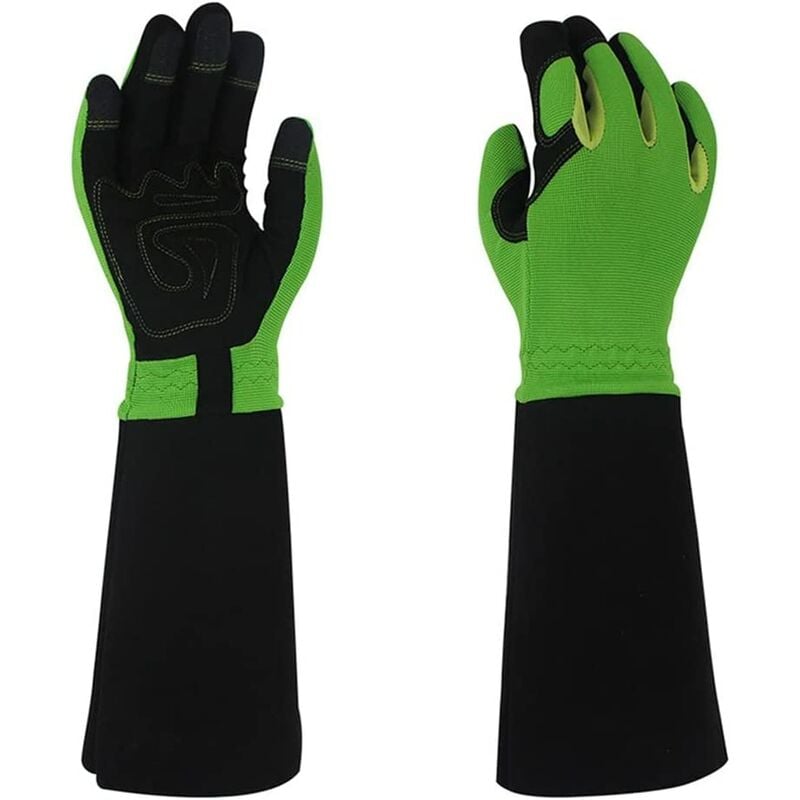 Anti-Slip Rose Trimming Gardening Gloves Tool Women's Men's Work Soft Trimming Wear Resistant Thorn Durable Long Sleeve (Color: Black Green