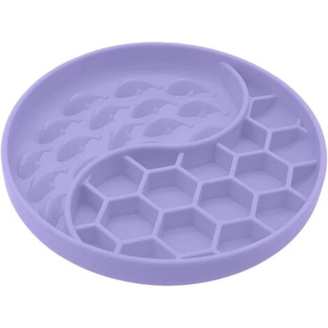 Anti Slip Slow Feeder Dog Bowl, Puzzle Dog Food Dish, 7.56x7.56x1.5 inches Convenient Compact Anti Choking Silicone Pet Bowl