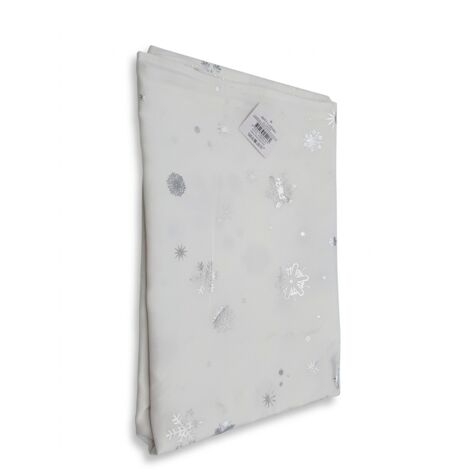 ANTI-TACHES - Nappe rectangulaire - 150x240cm - Imprimé métallisé constellation blanc - Traitement anti-taches - Voir photos