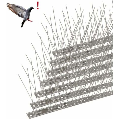 Anti-Tauben-Spike aus Edelstahl, 6,6 Meter, Packung mit 20 Anti-Vogel-Spikes zum Abschrecken von Krähen, Spatzen, Katzen, tierfreundlich FLITI